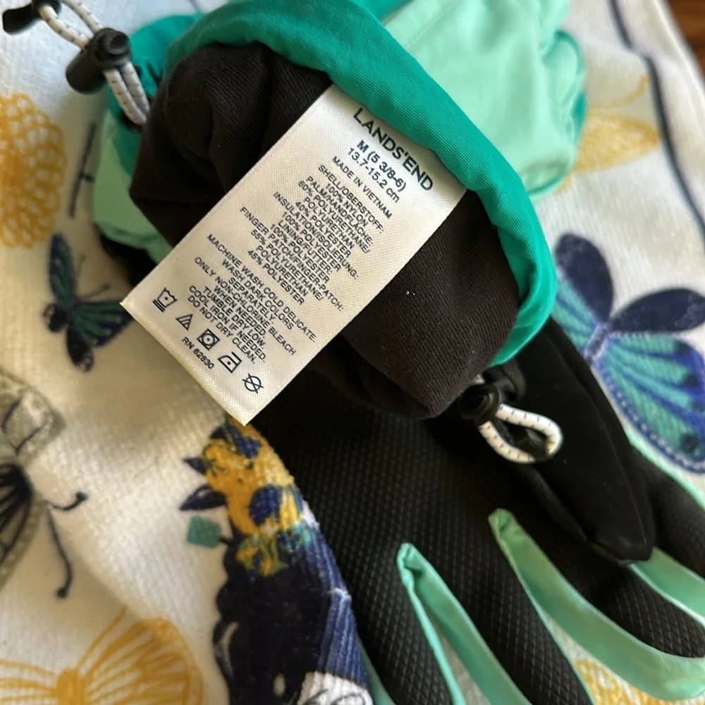 Lands End  Gloves Women’s Size M Teal & Black